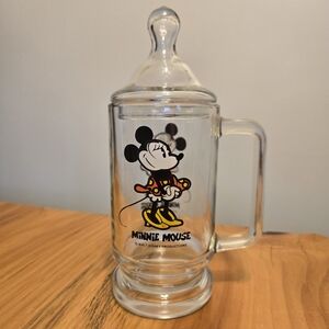 Vintage Walt Disney World Minnie Mouse Candy Jar W/Lid 8 Oz Jar